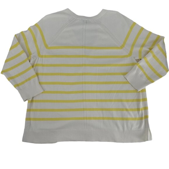 Talbots Striped Button Front Cardigan Knit Sweater Yellow & Ivory Size 3X - Picture 5 of 6